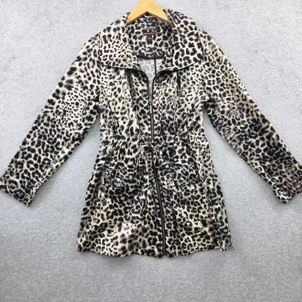 DANA BUCHMAN Maximalist Leopard Print FULL ZIP Anorak TIE WAIST Jacket Womens L